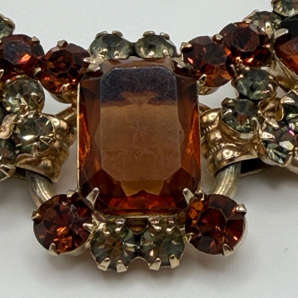 Juliana Elster & DeLizza VTG Smoky Topaz Rhinestone Bracelet and Earrings Set - Picture 2 of 16
